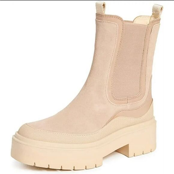 Sam‎ Edelman Lulia Sesame Chunky Heel Closed Toe Pull On Ankle Combat Boots, 9.5 - Picture 1 of 7